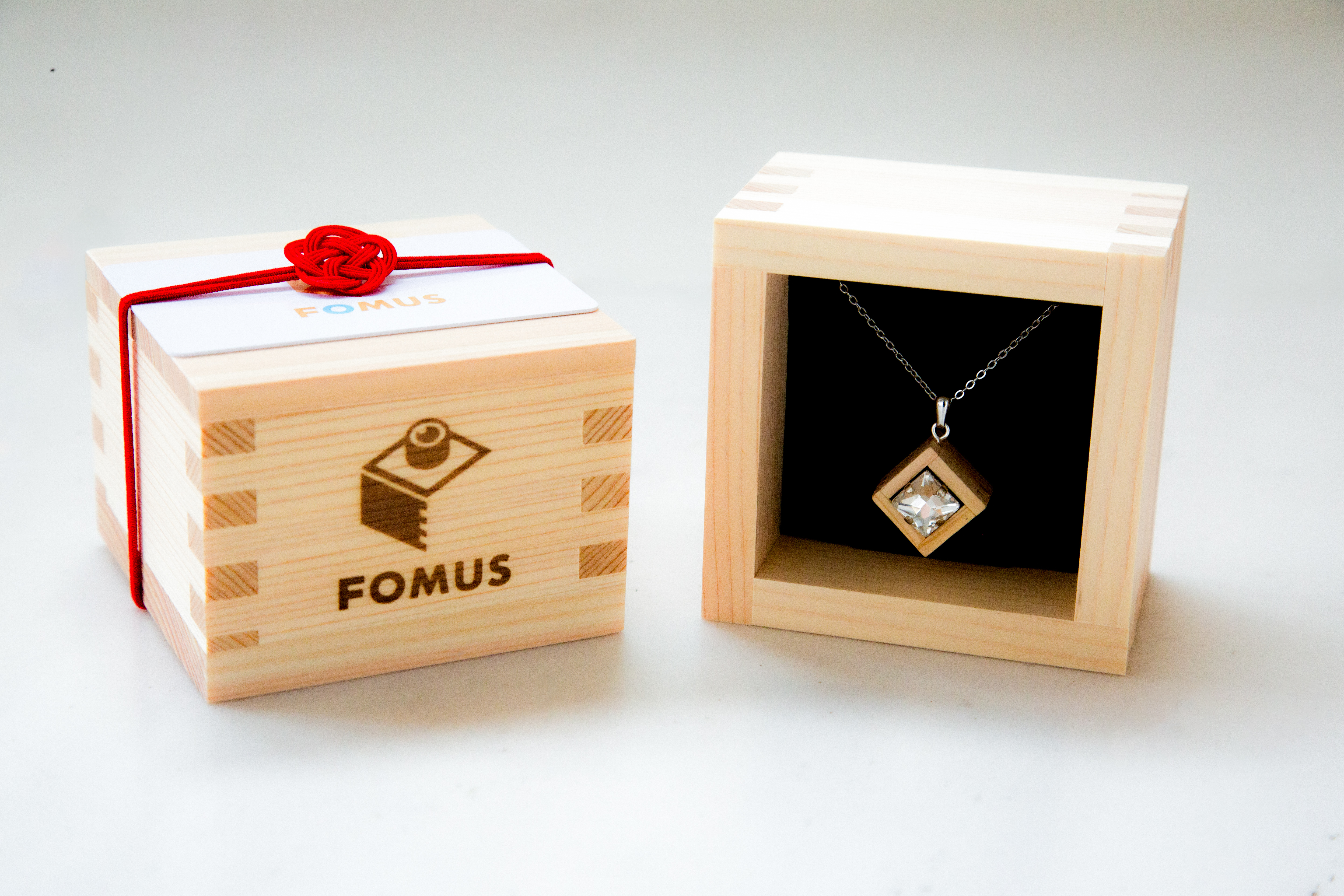 KUMIKI 枡ネックレス クリスタル ひのき